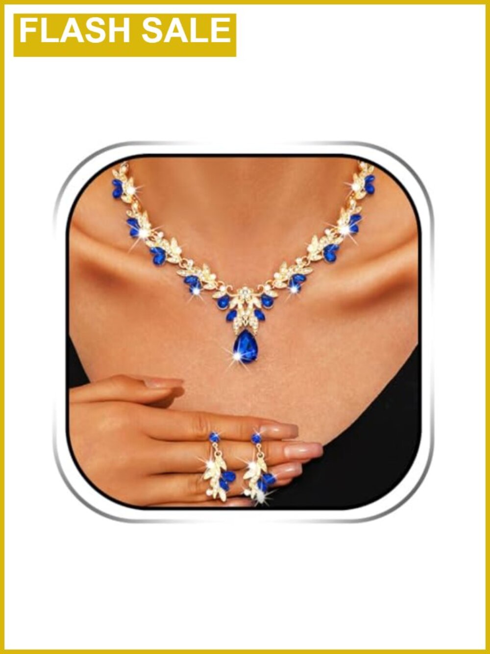 Rhinestone Crystal Bridal Wedding Jewelry Set Necklace Earrings Prom
